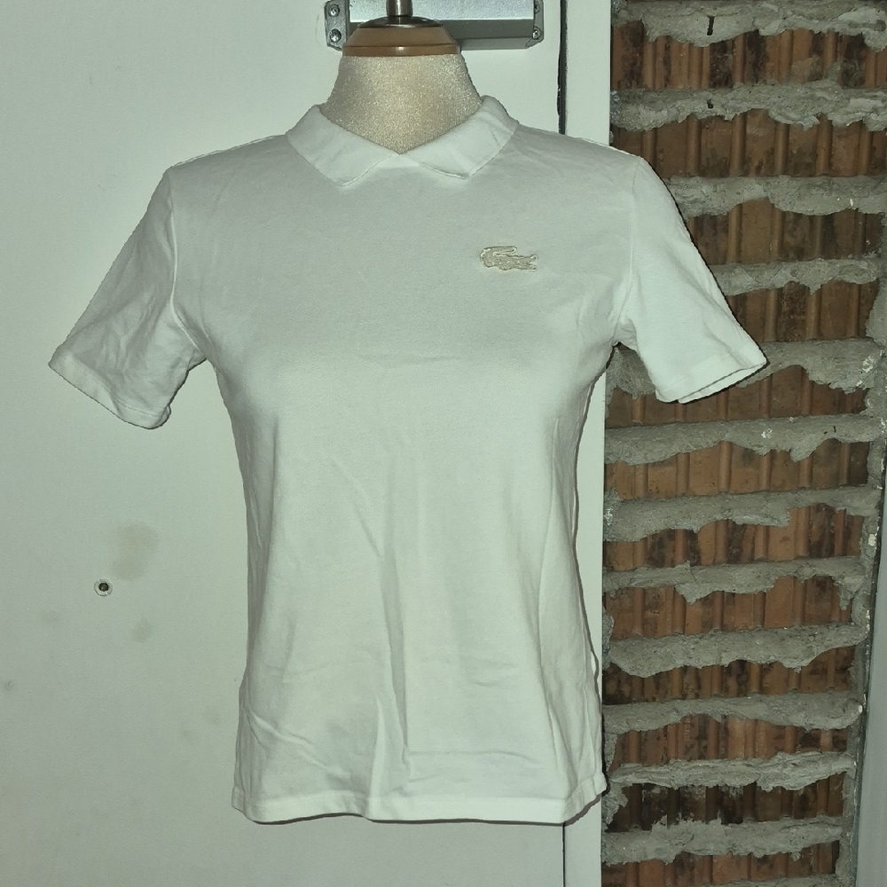 Lacoste Live Logo Stretch Polo Shirt White Style PF2627 Size M Medium